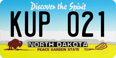 ND license plate KUP021