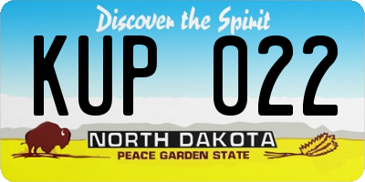 ND license plate KUP022