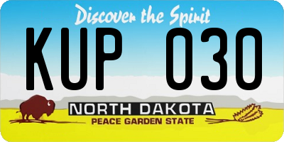 ND license plate KUP030