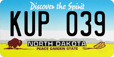 ND license plate KUP039
