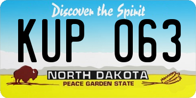 ND license plate KUP063