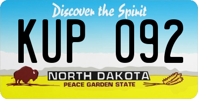 ND license plate KUP092