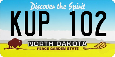 ND license plate KUP102