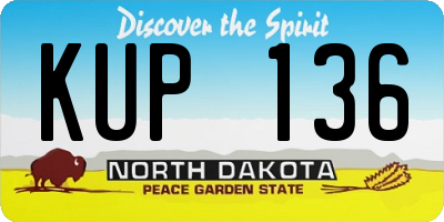ND license plate KUP136
