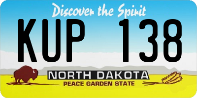 ND license plate KUP138