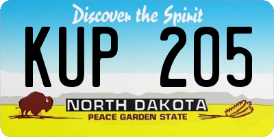 ND license plate KUP205
