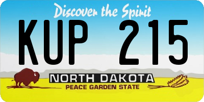 ND license plate KUP215