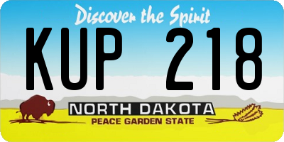 ND license plate KUP218