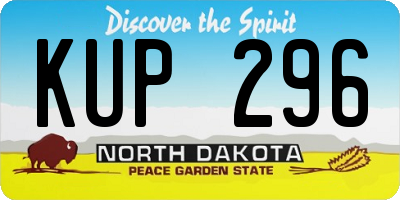 ND license plate KUP296
