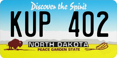 ND license plate KUP402