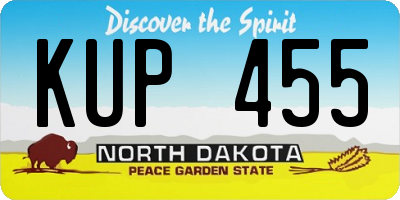 ND license plate KUP455