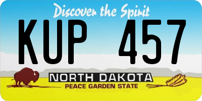 ND license plate KUP457