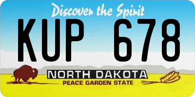 ND license plate KUP678