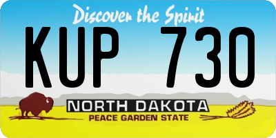 ND license plate KUP730