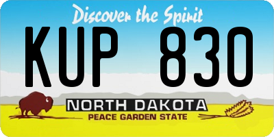 ND license plate KUP830