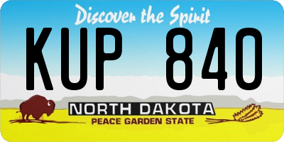 ND license plate KUP840
