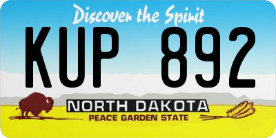 ND license plate KUP892