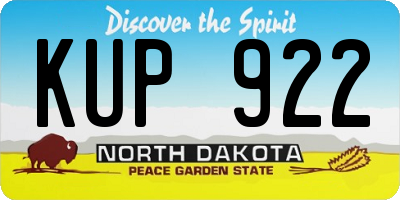 ND license plate KUP922