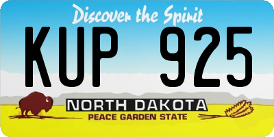 ND license plate KUP925