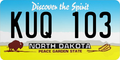 ND license plate KUQ103