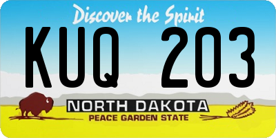 ND license plate KUQ203