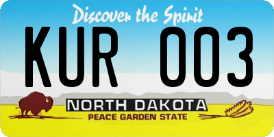 ND license plate KUR003