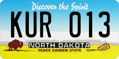 ND license plate KUR013