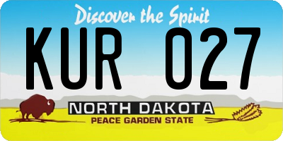 ND license plate KUR027