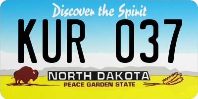 ND license plate KUR037