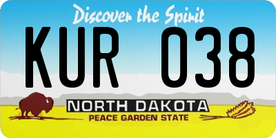 ND license plate KUR038