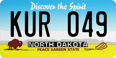 ND license plate KUR049