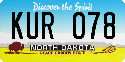 ND license plate KUR078