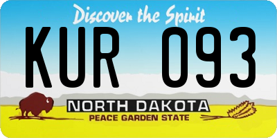 ND license plate KUR093