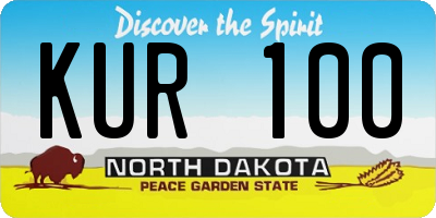 ND license plate KUR100