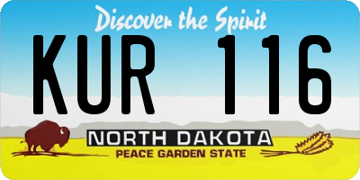 ND license plate KUR116