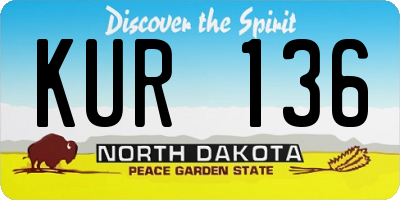ND license plate KUR136