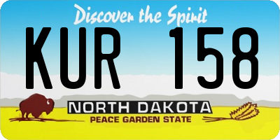 ND license plate KUR158