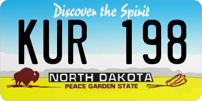 ND license plate KUR198