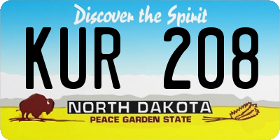 ND license plate KUR208