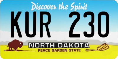 ND license plate KUR230