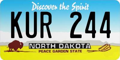 ND license plate KUR244