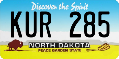 ND license plate KUR285
