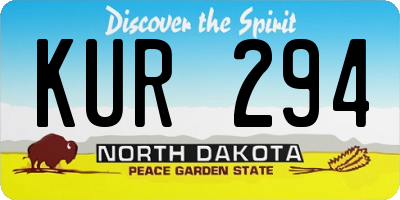 ND license plate KUR294