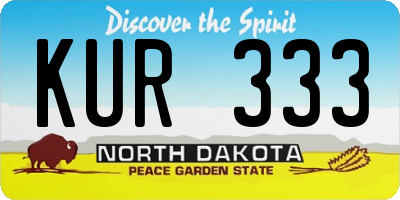 ND license plate KUR333