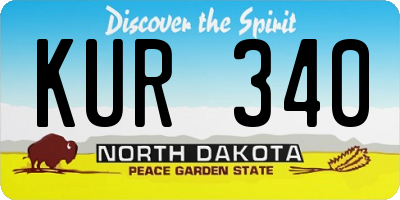 ND license plate KUR340