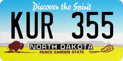 ND license plate KUR355