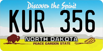 ND license plate KUR356
