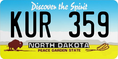 ND license plate KUR359