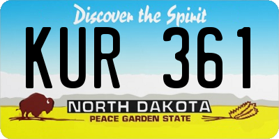 ND license plate KUR361