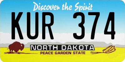 ND license plate KUR374